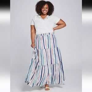 NEW LANE BRYANT PLUS SIZE 18/20 STRIPED TIERED MAXI SKIRT